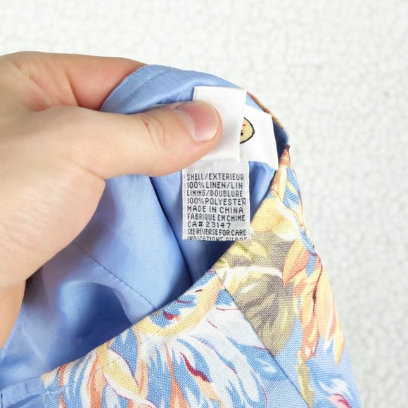 Talbots Circle Skirt Womens 8 Blue Yellow Floral Vintage Linen Cottagecore - Picture 10 of 10
